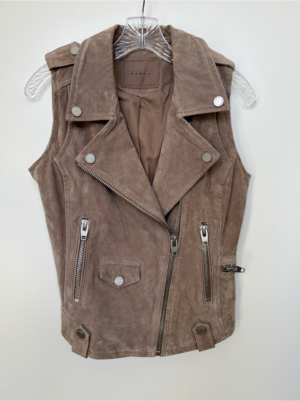 Blank NYC leather Moto Vest - Taupe Women's Jacket